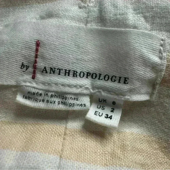 Anthropologie Women’s Size 2 Oasis Striped High-rise Linen Pants in Peach/Cream - Picture 12 of 15
